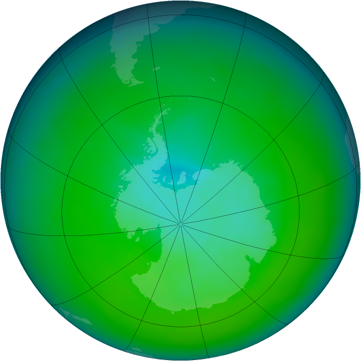 Antarctic ozone map for December 2009